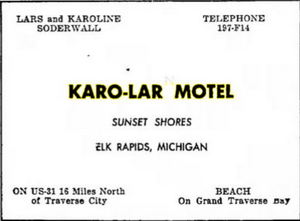 Karo-Lar Motel (Elk Rapids Lakeshore Inn) - July 1955 Ad